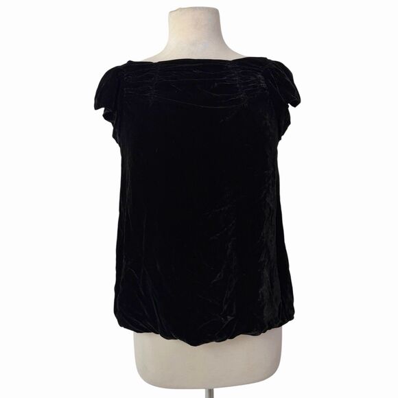 Marc By Marc Jacobs Tops - Marc by Marc Jacobs Black Velvet Whimsigoth Balletcore Ruched Bubble Top XS